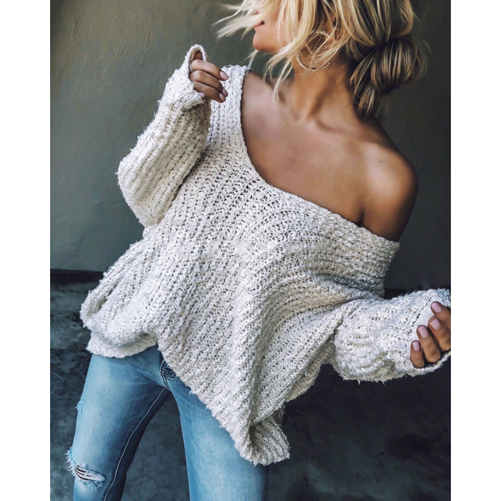 SOLEDAD™ | Comfy Drop Shoulder Long Sleeve Sweater
