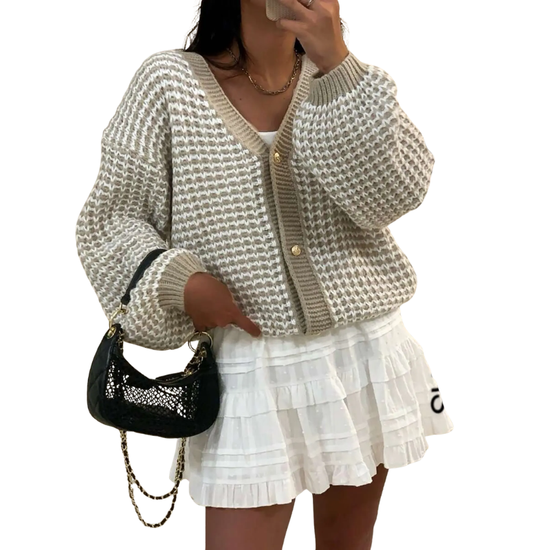 MADIE™ | Cozy Colorblock Button Cardigan Sweater