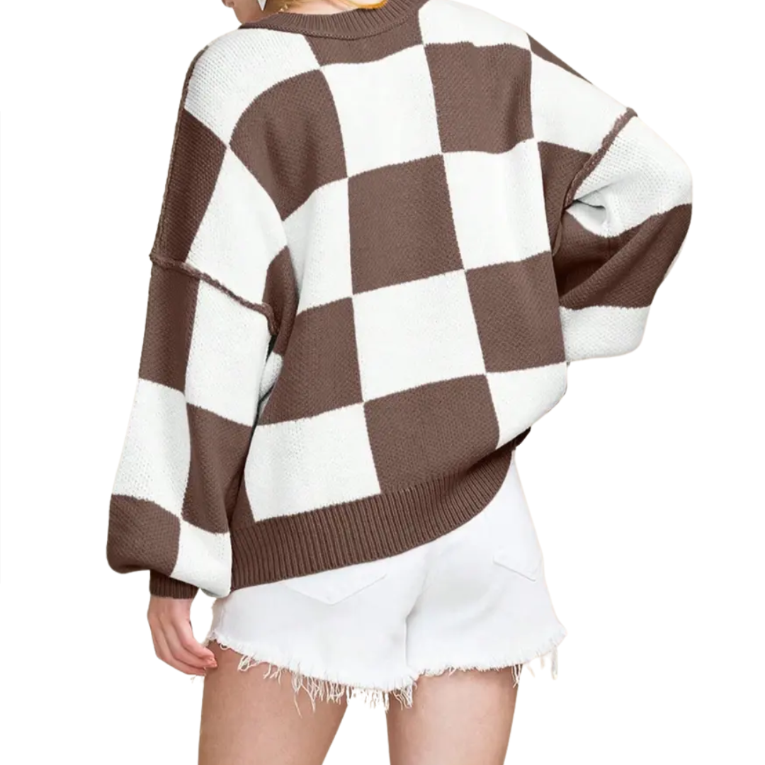 WREN™ | Cozy Plaid Drop-Shoulder Sweater