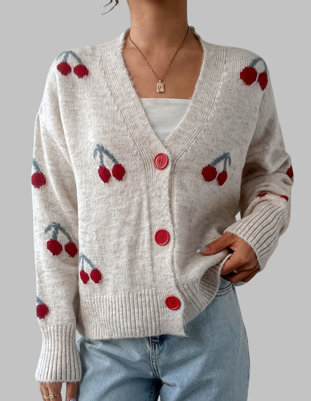 RASHA™ | Chic Button Front Long Sleeve Cardigan