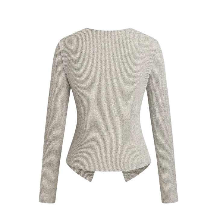 NADIRA™ | Twisted Ribbed Button-Front Knit Top