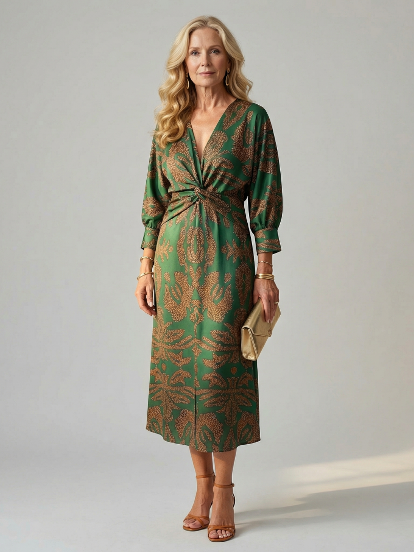 Moon | Natural Midi Wrap Dress
