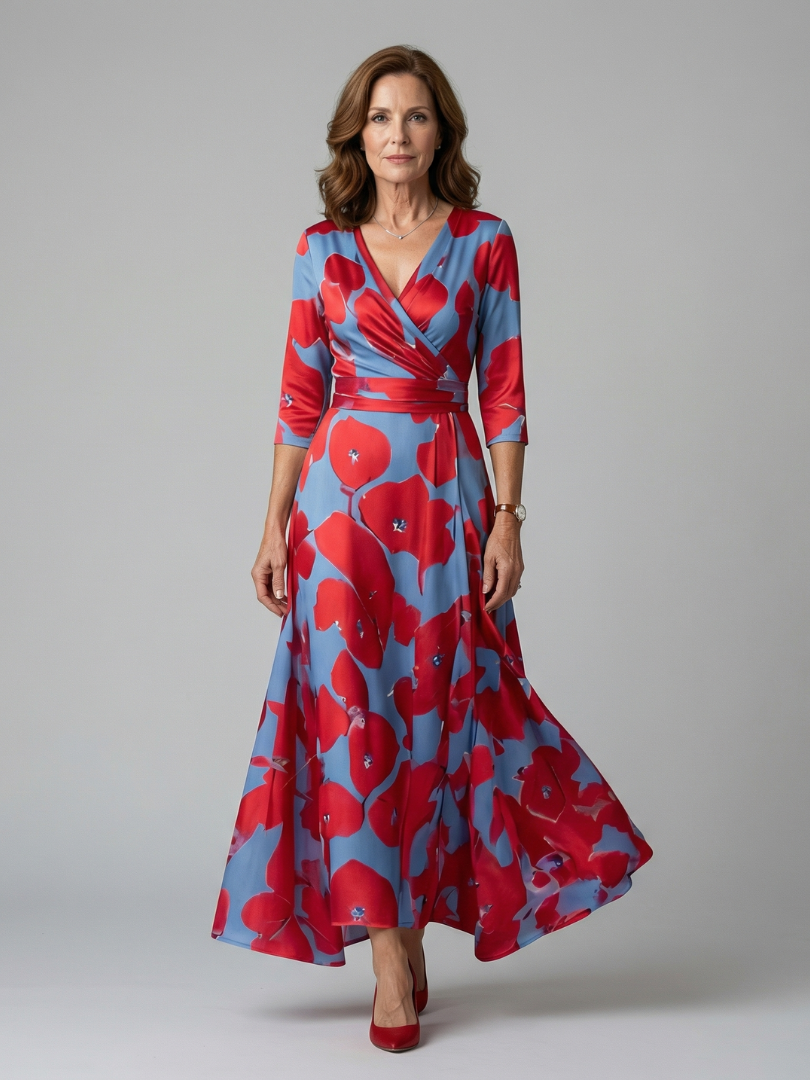 Celine | Midi Crossed Dress with Collar