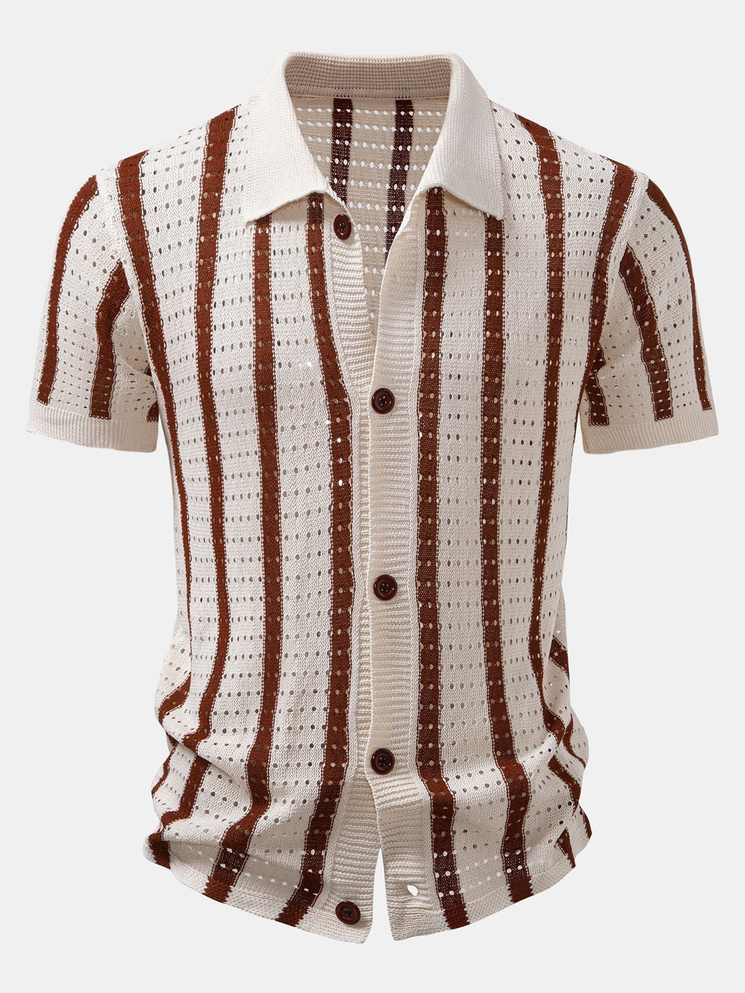 Tony | Striped Eyelet Knit Shirt