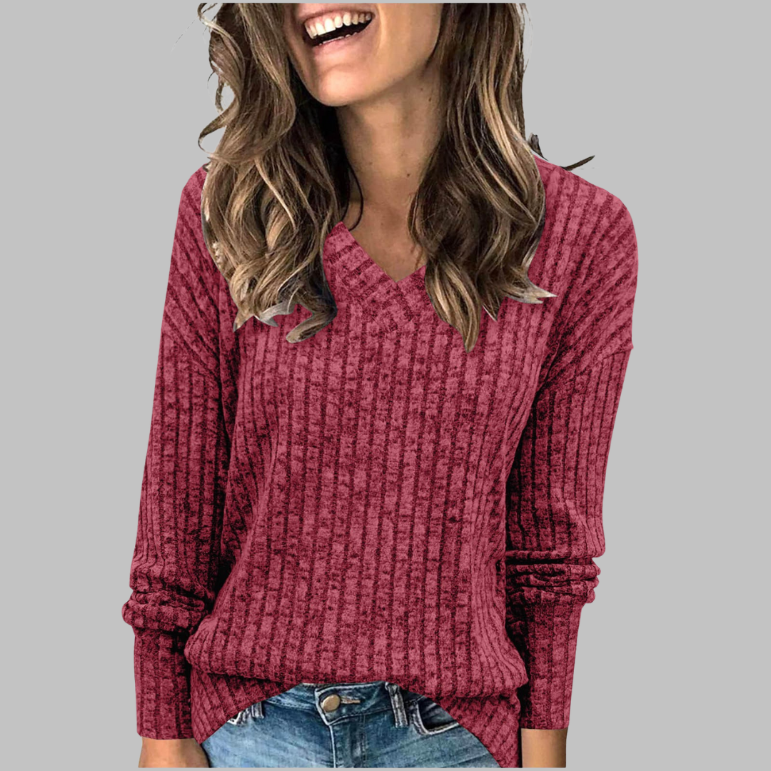 DERI™ | Comfy V-Neck Long Sleeve Top