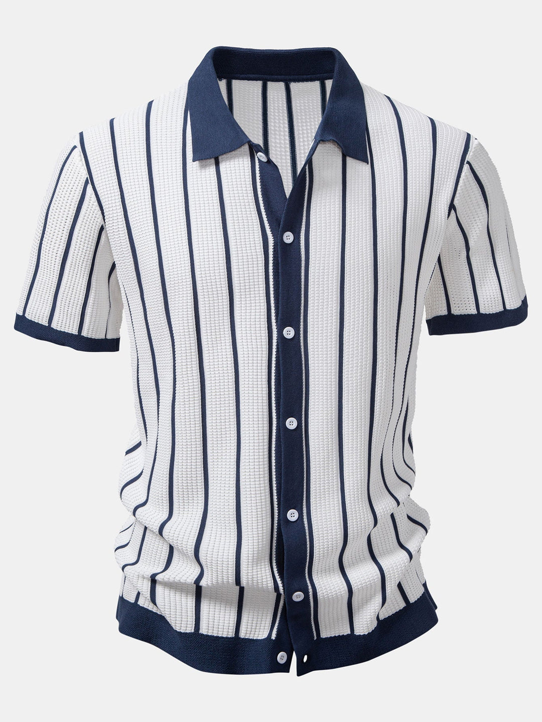 Sam | Striped Knit Button-Up Shirt