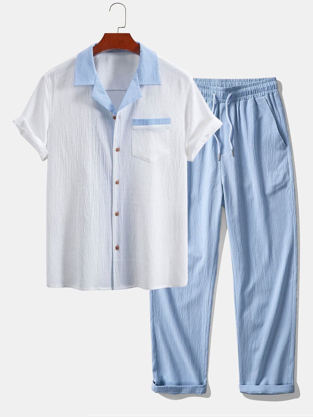 Lut | Textured Contrast Cuban Shirt & Straight Leg Pants