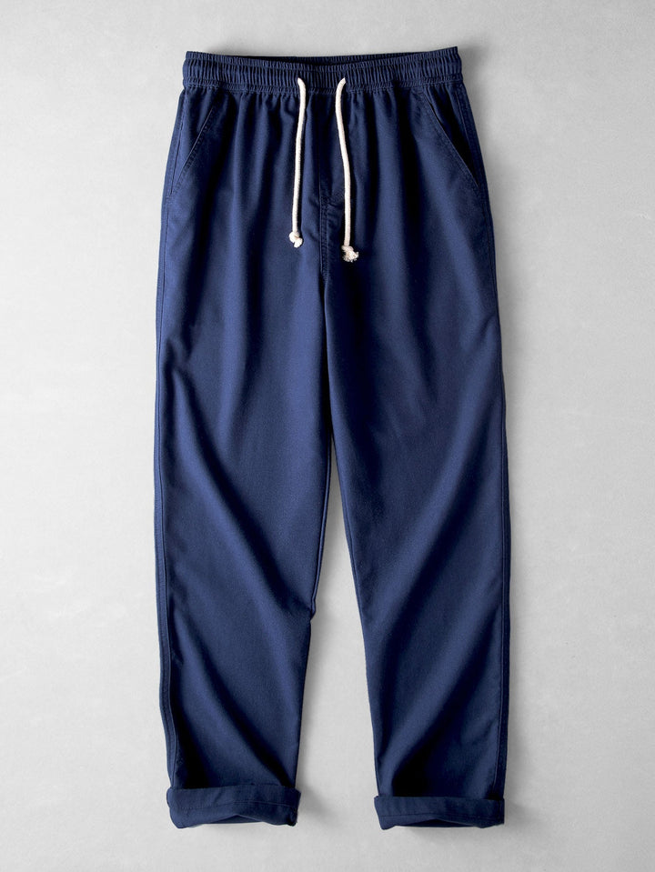 Tom | Short Sleeve Linen Look Stand Collar Shirt & Straight Leg Linen Pants
