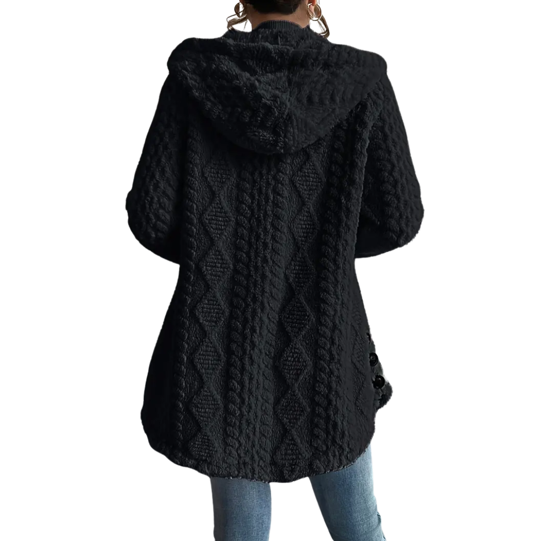 CLOVER™ | Cozy Jacquard Fuzzy Hooded Cardigan