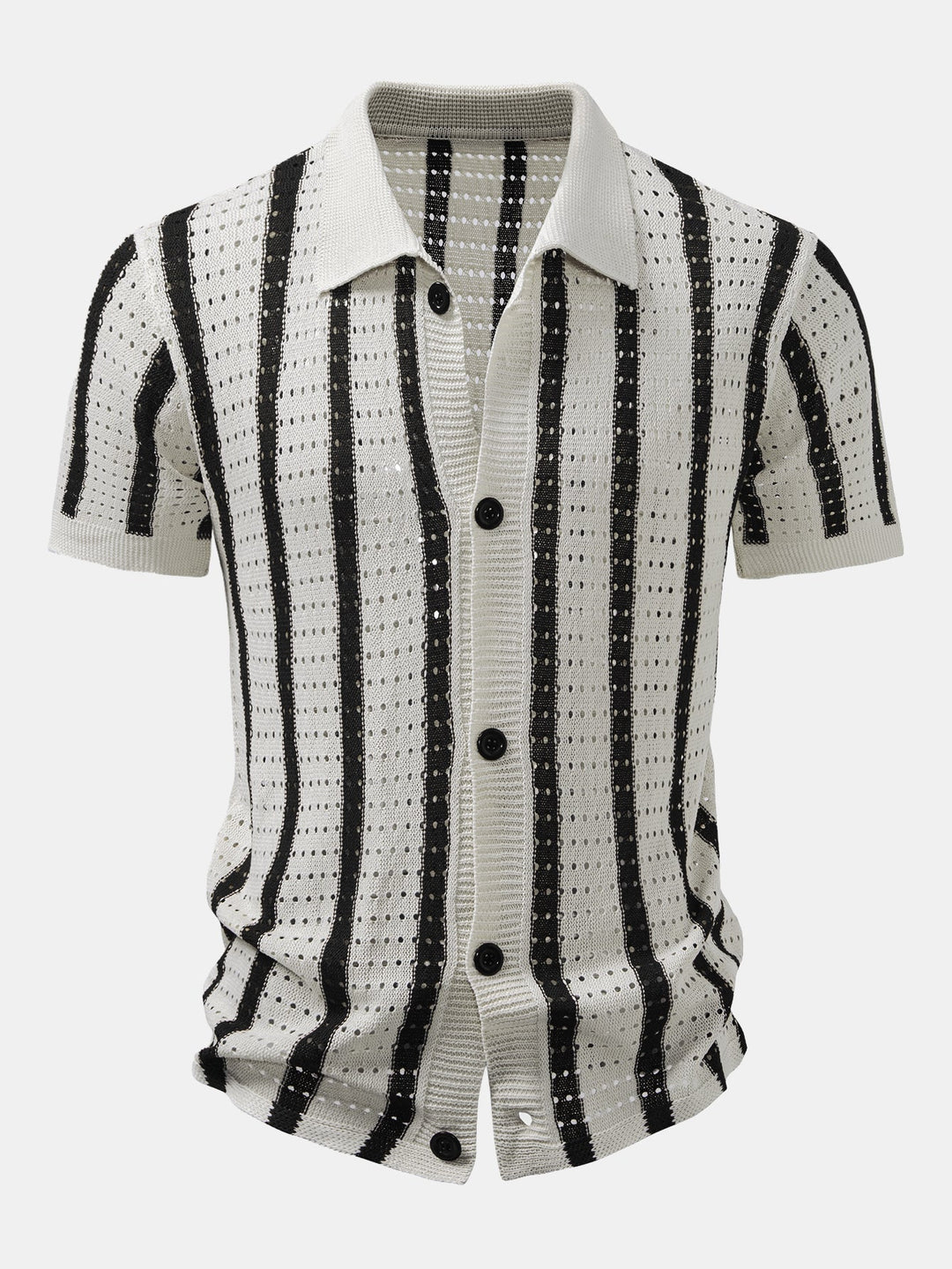 Tony | Striped Eyelet Knit Shirt