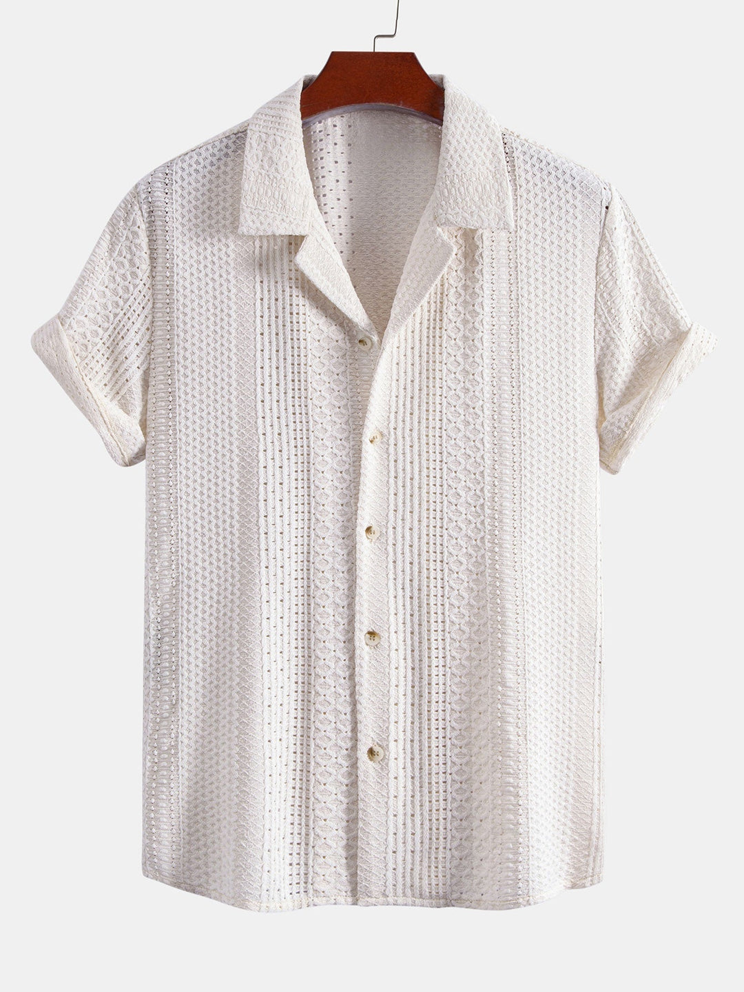 Trai | Geometric Jacquard Cuban Collar Shirt & Straight Leg Linen Pants