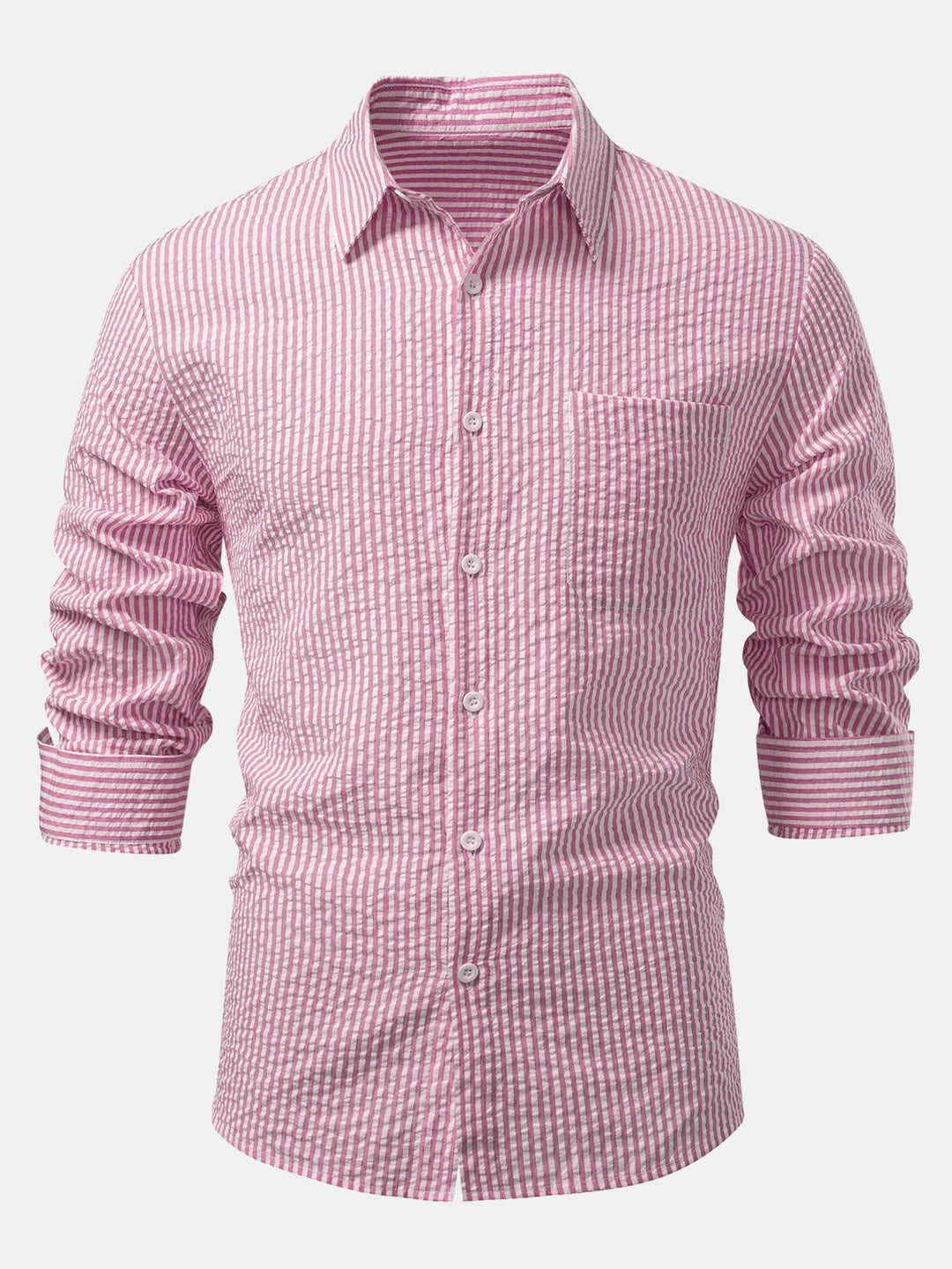 Tim | Striped Button-Up Seersucker Shirt