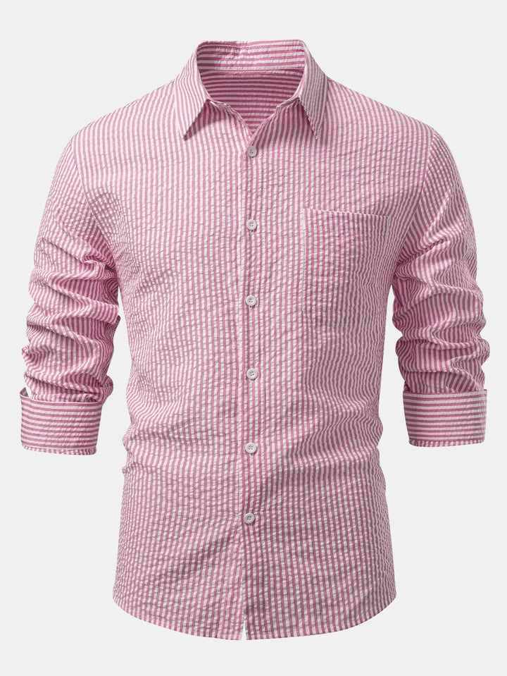Tim | Striped Button-Up Seersucker Shirt