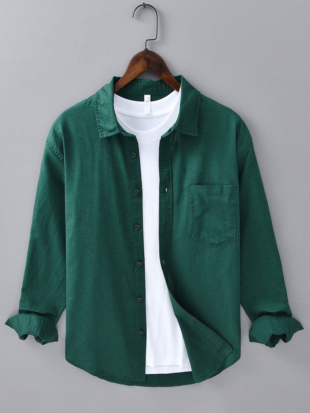 Alex | Long Sleeve Linen and Cotton Shirt with Pocket