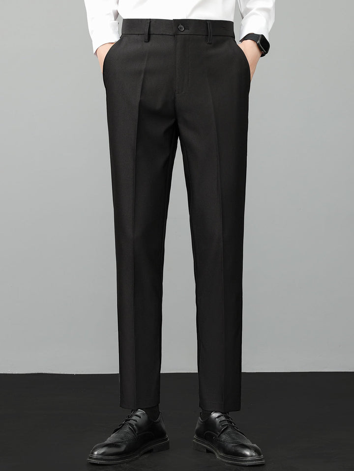 Justin | Contrast Trim Waffle Zipper Knit Polo & Slim Fit Tapered Trousers