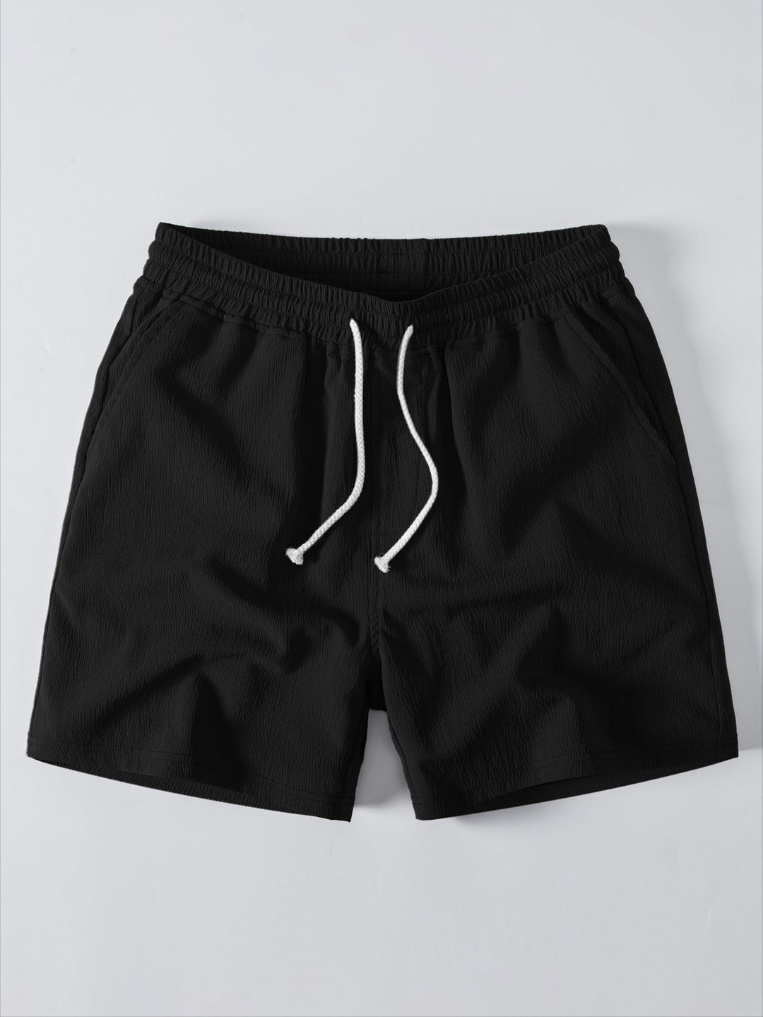 Dan | Stripe Open Knit Shirt & Crinkle Textured Drawstring 5" Shorts