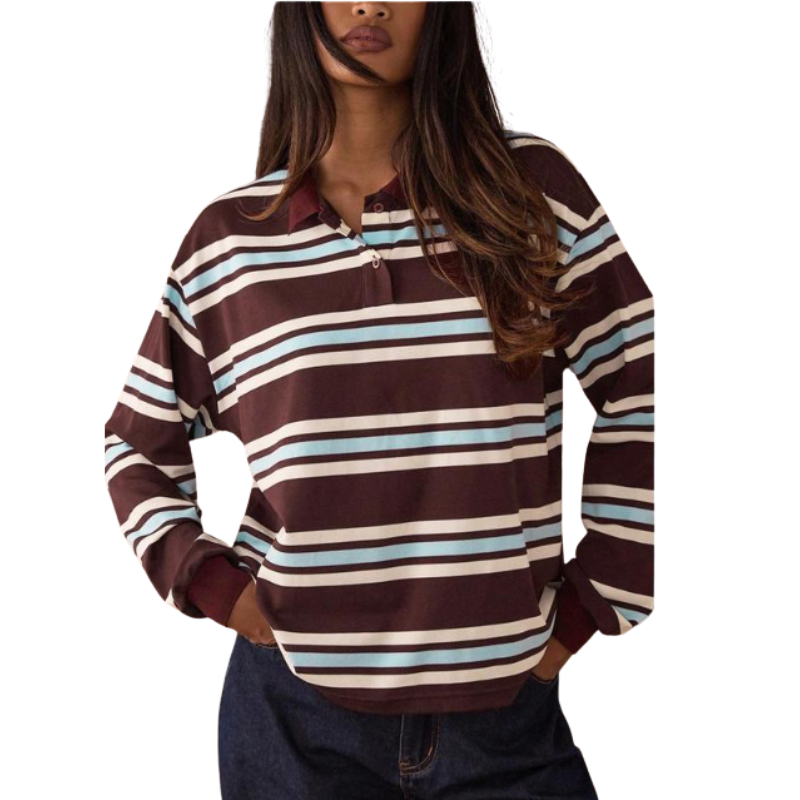 APRIL™ | Casual Colourblock Striped Long Sleeve Top