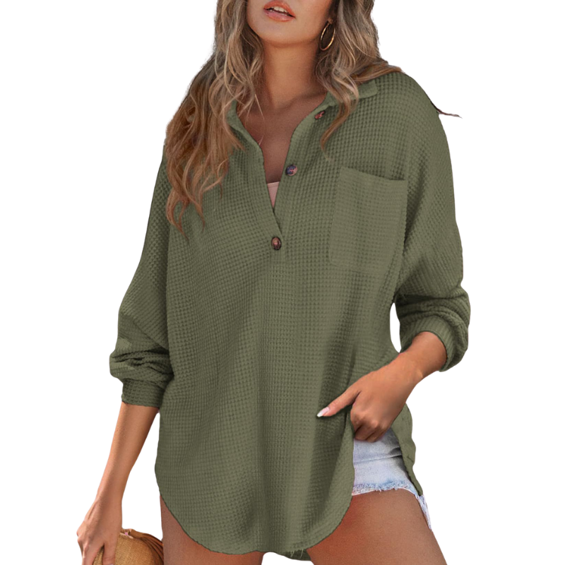 KATHRYN™ | Casual Lightweight Button V Neck Tunic Blouse