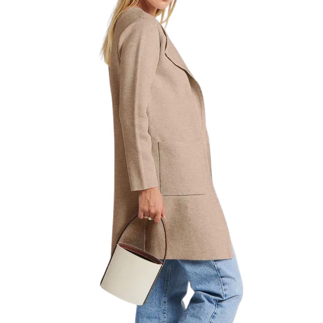 FREJА™ | Cozy Lapel Open-Front Knit Cardigan