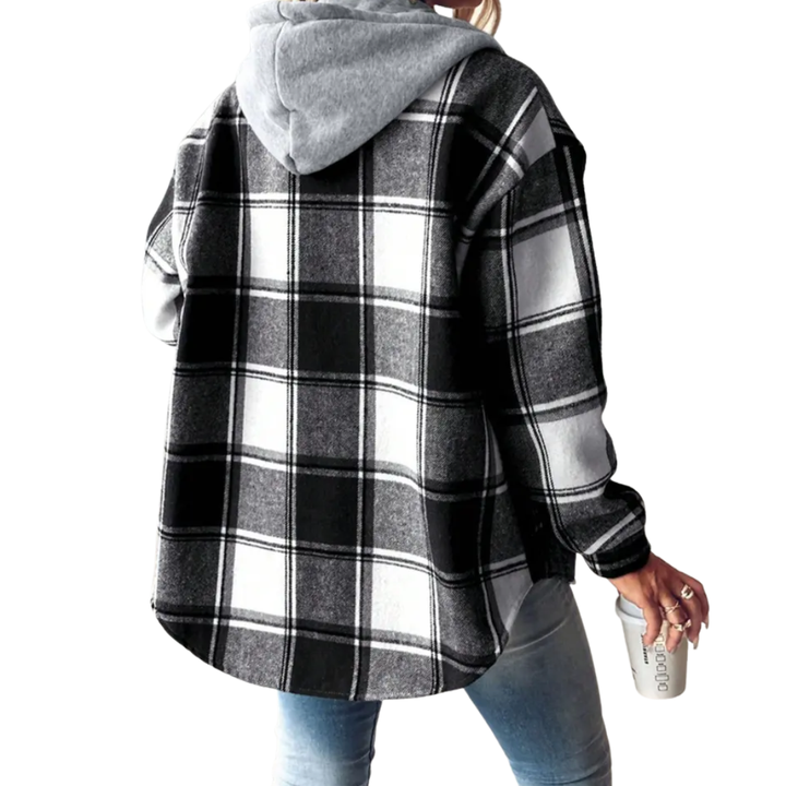 DOTTIE™ – Cozy Plaid Hooded Fleece Shirt Jacket