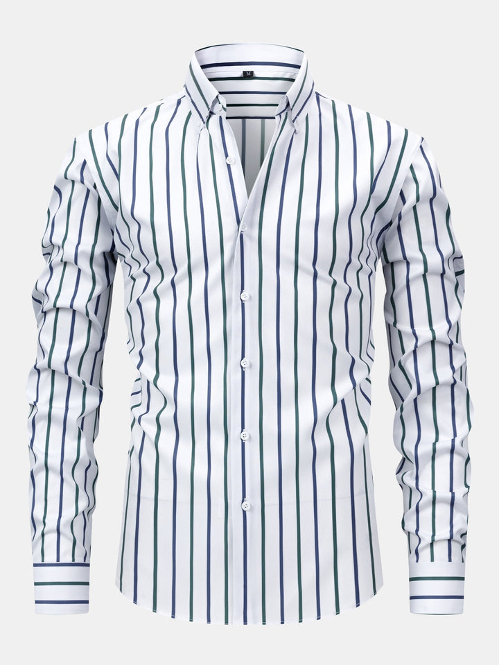 Eric | Long Sleeve Striped Button-Up Shirt
