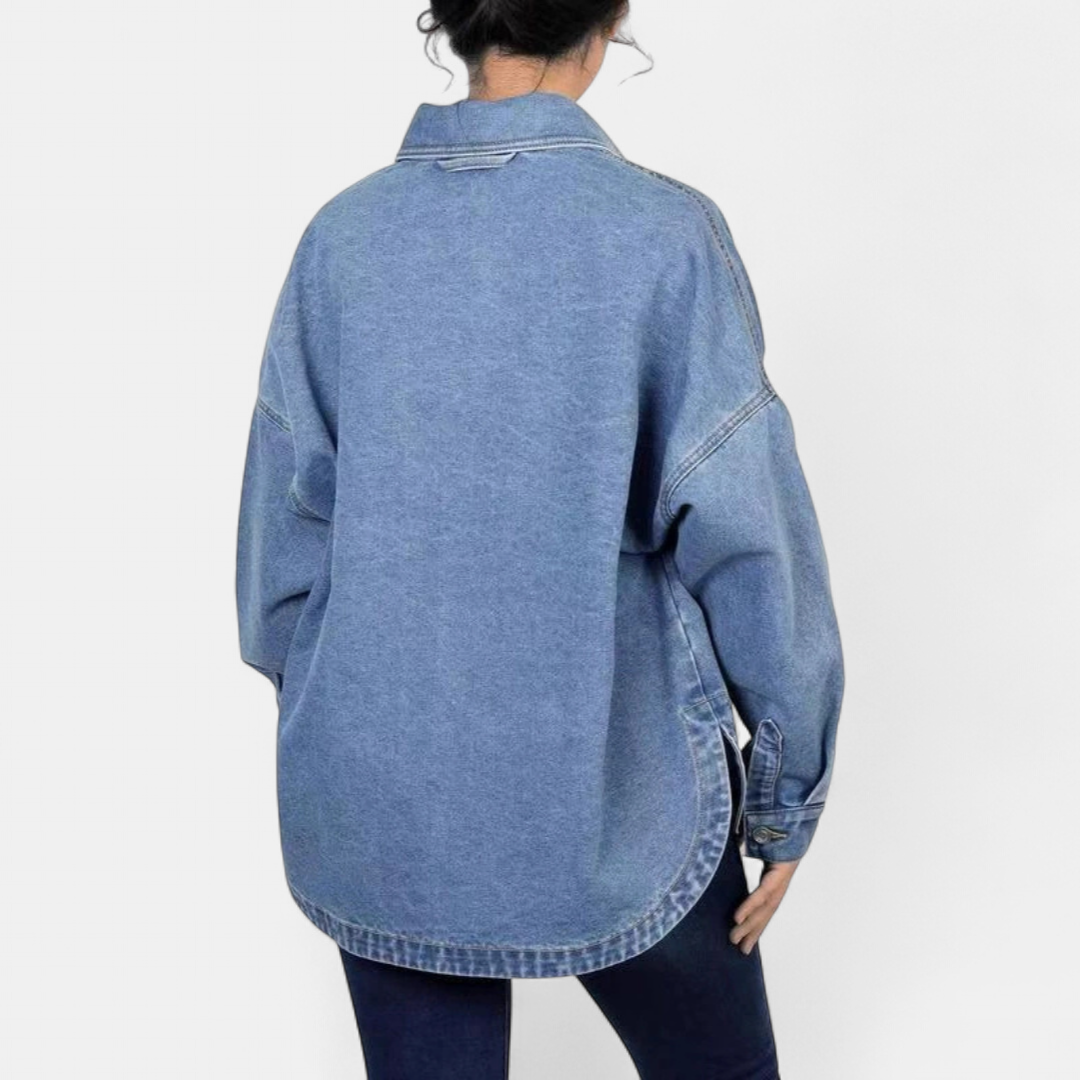 DAXONA™ – Vintage Washed Drop Shoulder Denim Jacket