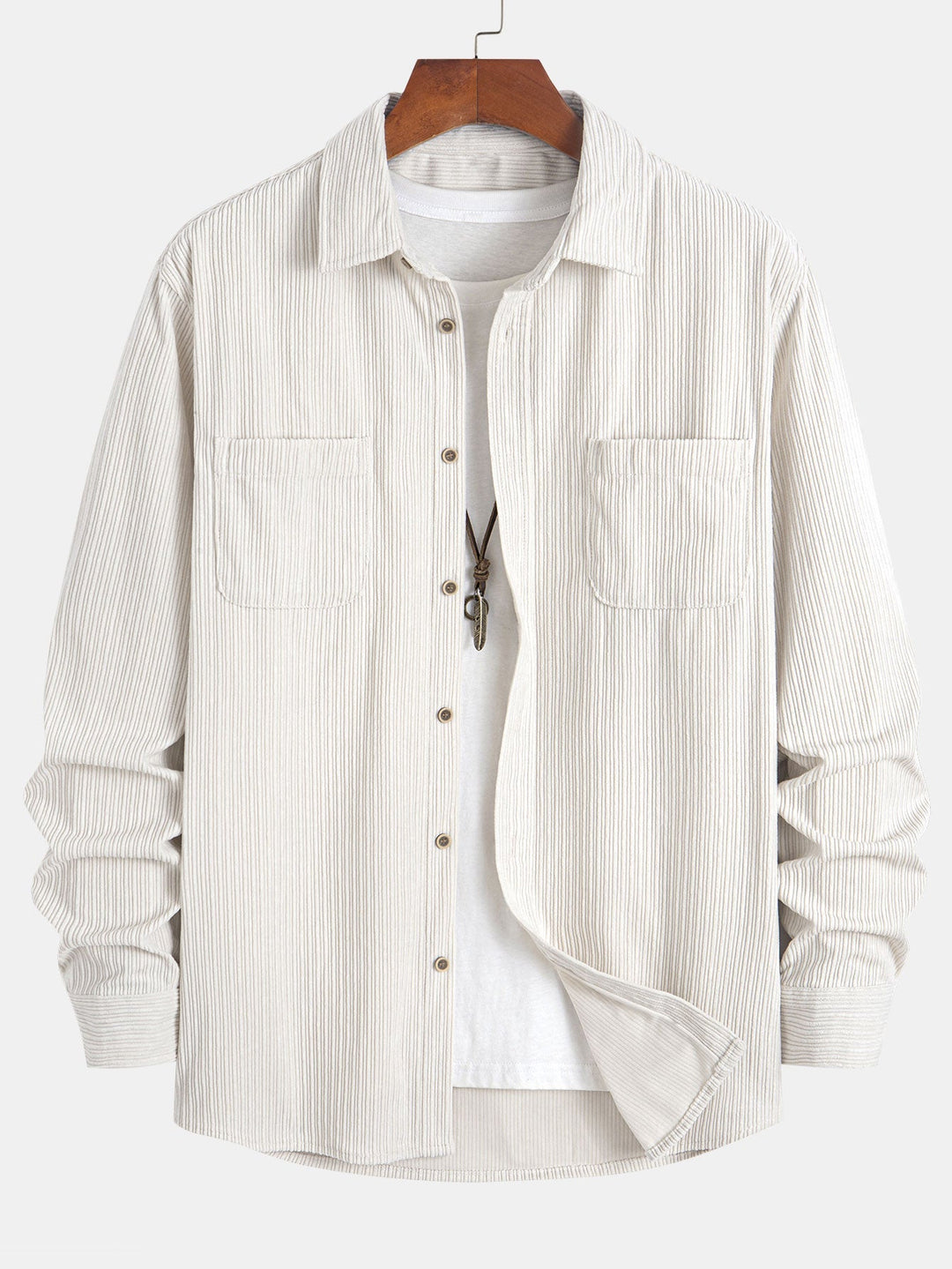 Ron | Long Sleeve Corduroy Shirt with Pocket and Buttons
