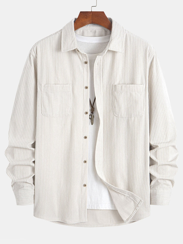 Ron | Long Sleeve Corduroy Shirt with Pocket and Buttons