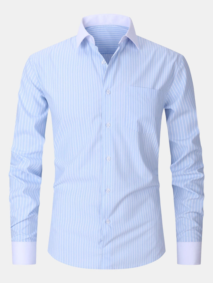 Saul | Contrast Collar Shirt with Stripes