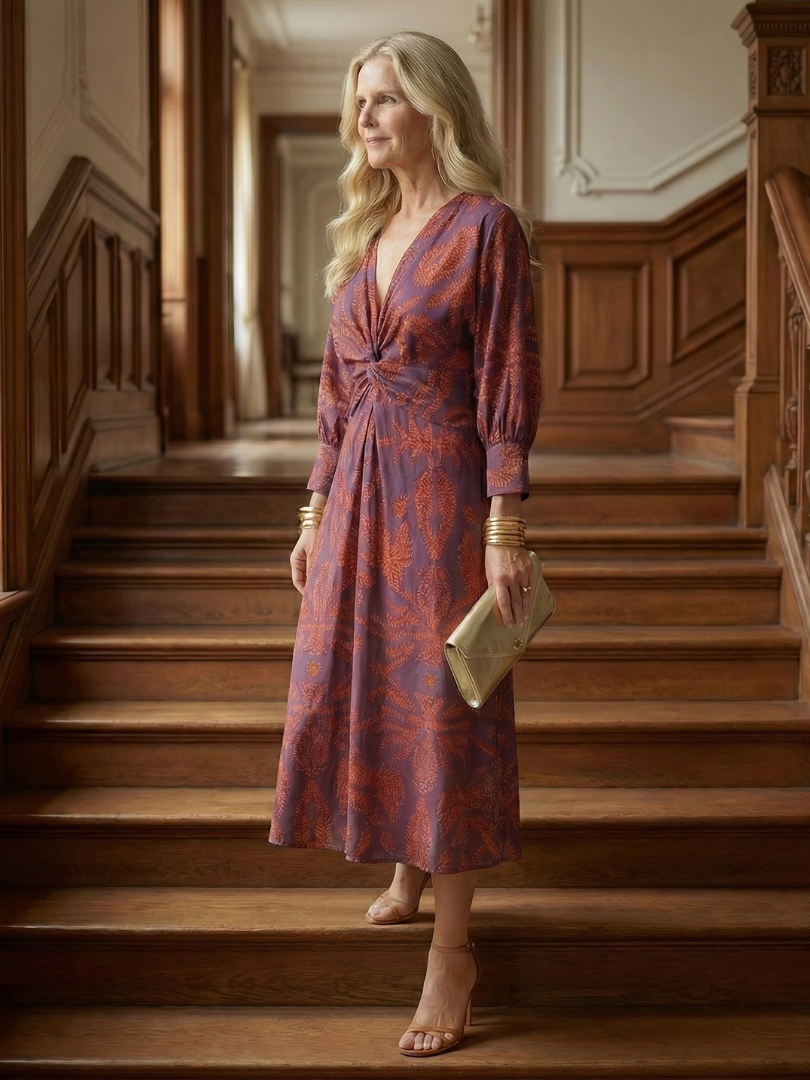 Moon | Natural Midi Wrap Dress