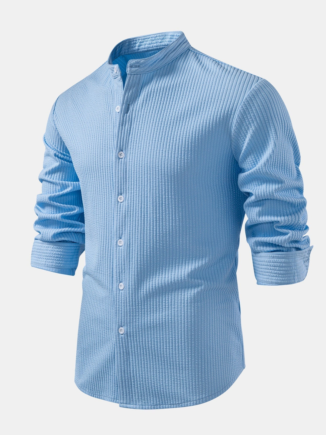 Luke | Ribbed High Neck Shirt, Muscle Fit, Long Sleeves