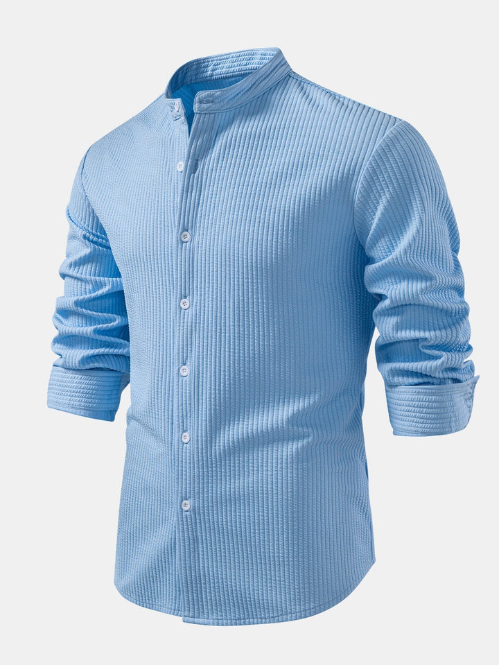 Luke | Ribbed High Neck Shirt, Muscle Fit, Long Sleeves