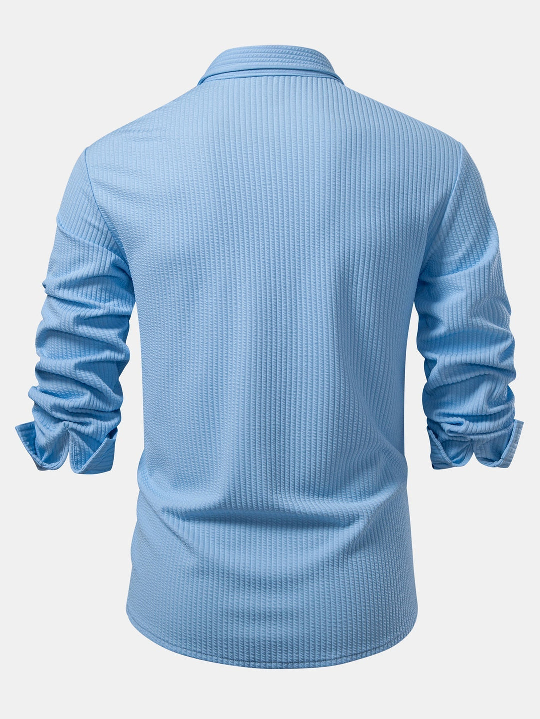 DeAndre | Ribbed Long Sleeve Muscle-Fit Button-Up Shirt