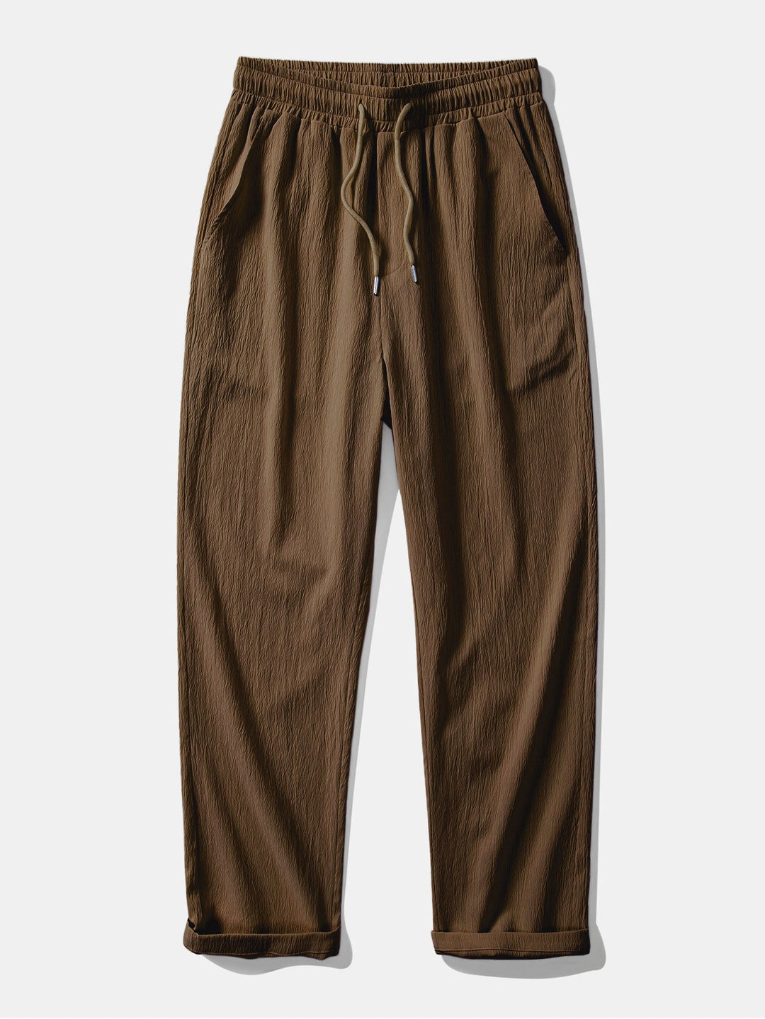 Nicola | Stripe Waffle Button Up Shirt & Crinkle Textured Straight Leg Pants