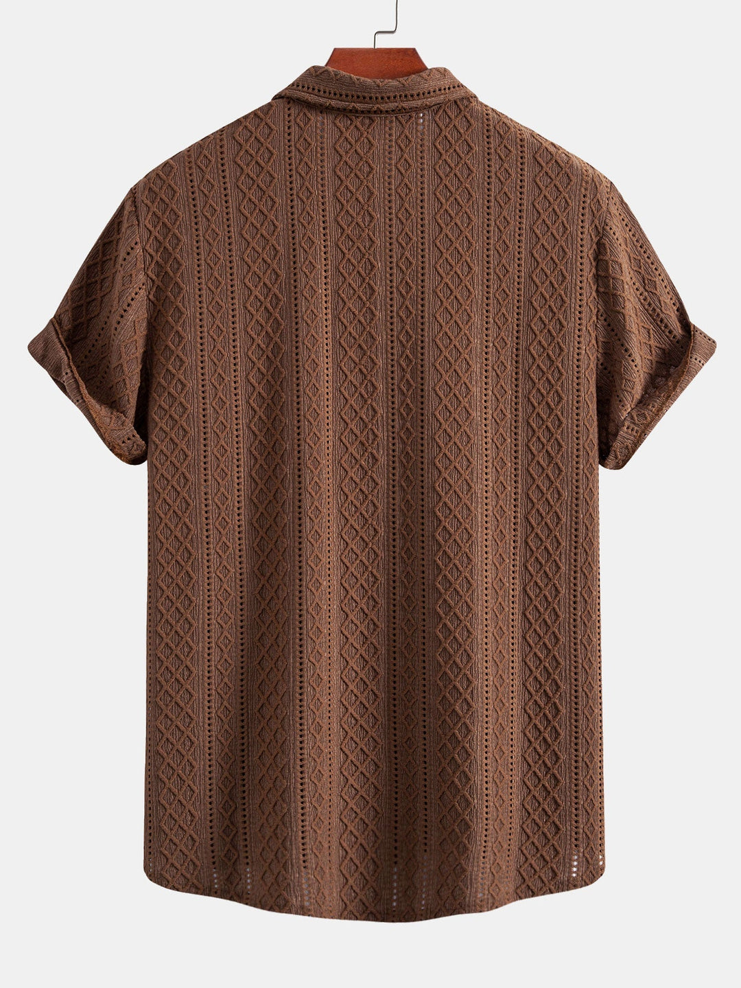 Matt | Geometry Rhombus Jacquard Button Up Shirt & Crinkle Textured Straight Leg Pants
