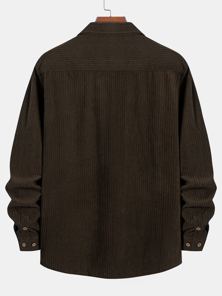 Ron | Long Sleeve Corduroy Shirt with Pocket and Buttons