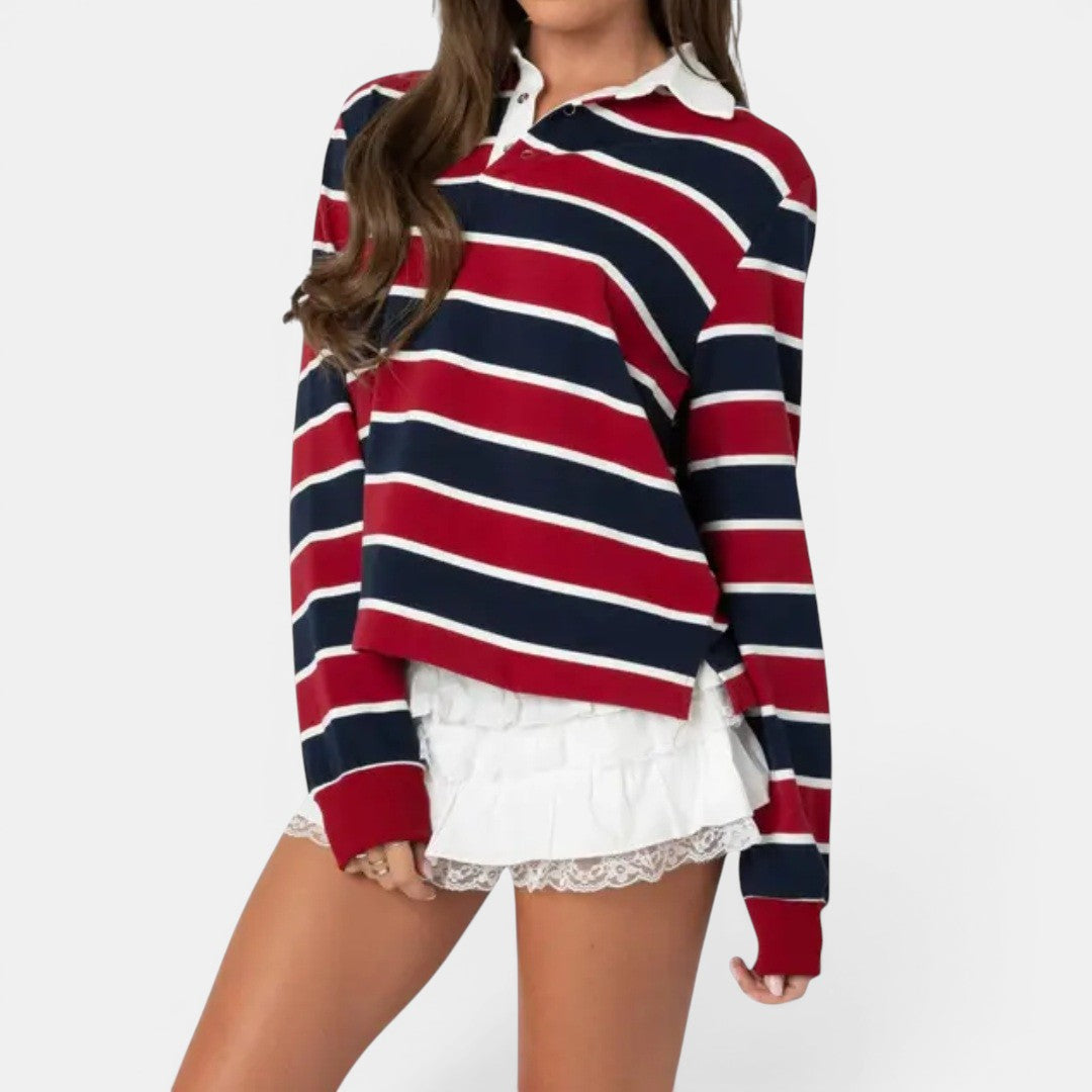 BRINDLE™ | Retro Striped Polo Collared Shirt