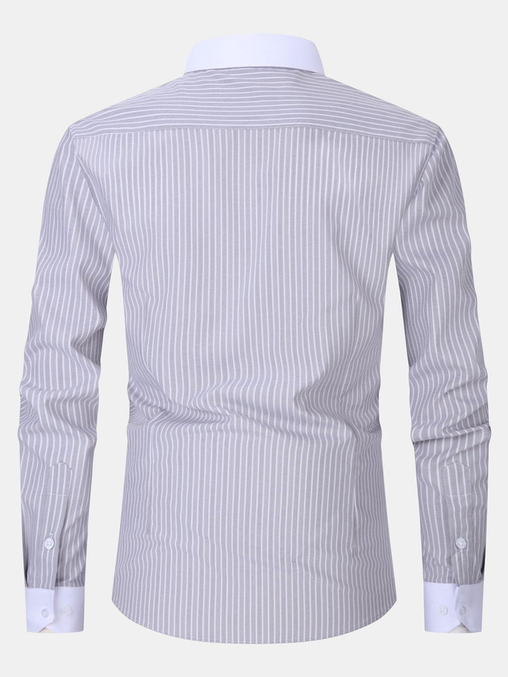 Saul | Contrast Collar Shirt with Stripes