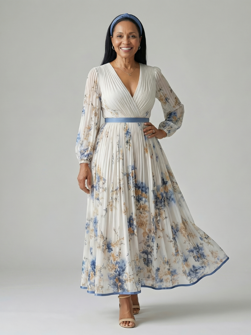 Rielle | Midi Pleated Wrap Dress