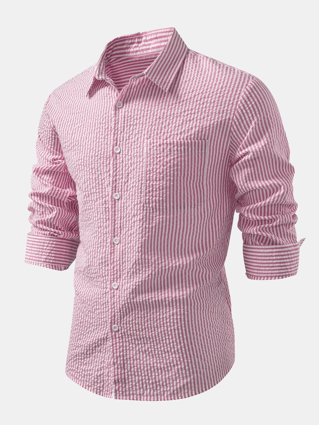 Tim | Striped Button-Up Seersucker Shirt