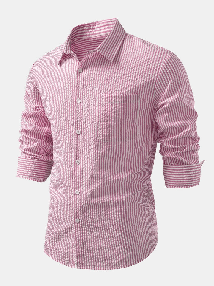 Tim | Striped Button-Up Seersucker Shirt