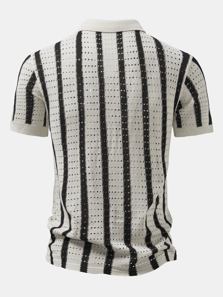 Tony | Striped Eyelet Knit Shirt