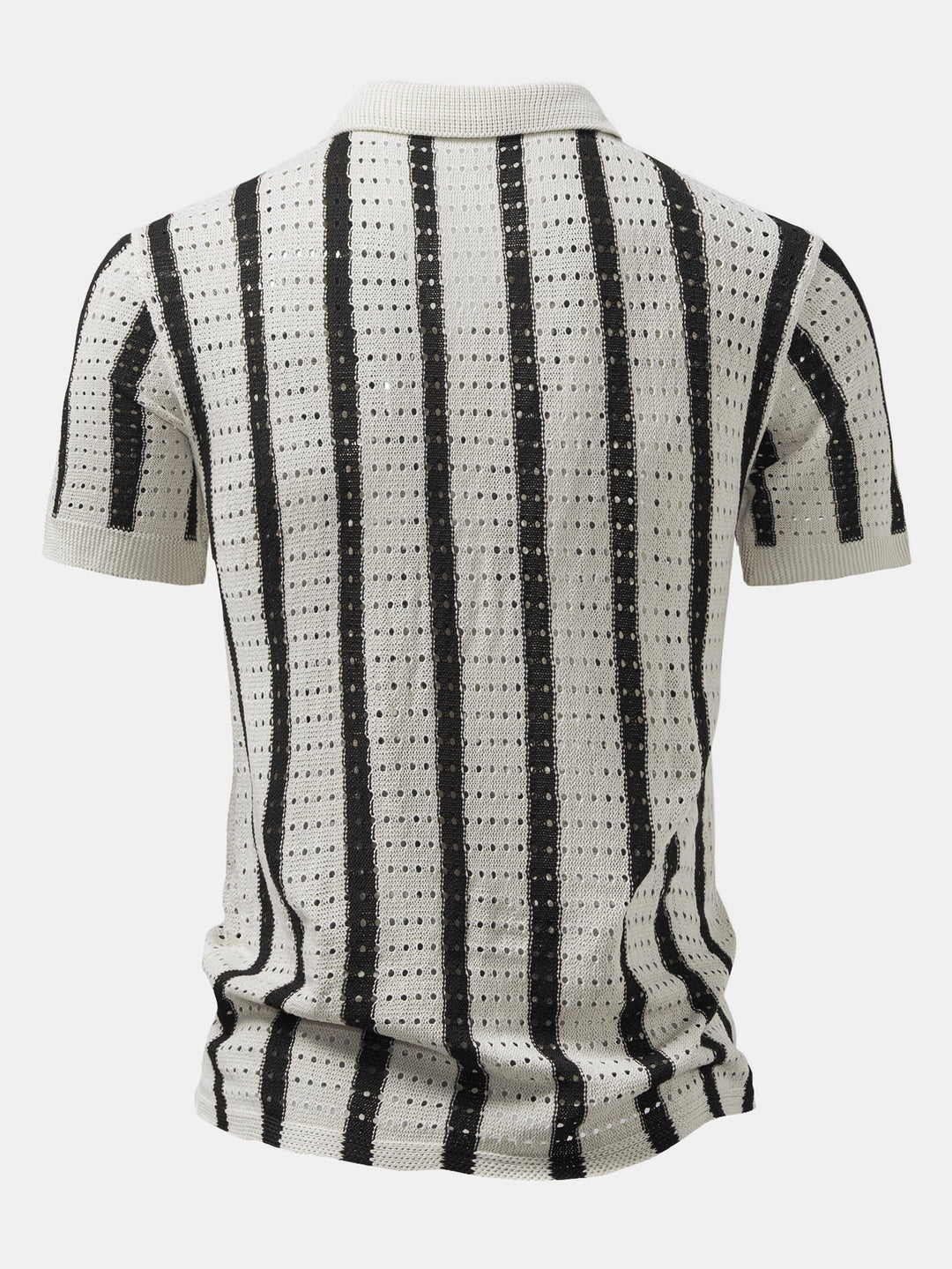 Dan | Stripe Open Knit Shirt & Crinkle Textured Drawstring 5" Shorts