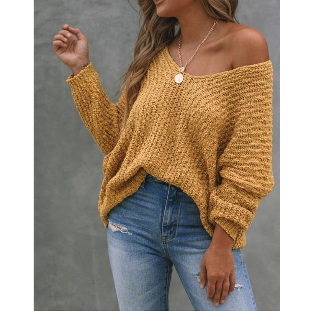 SOLEDAD™ | Comfy Drop Shoulder Long Sleeve Sweater