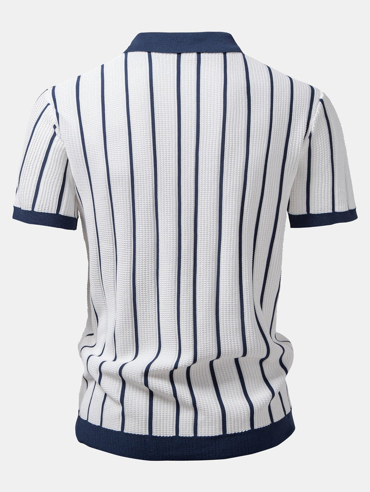 Sam | Striped Knit Button-Up Shirt