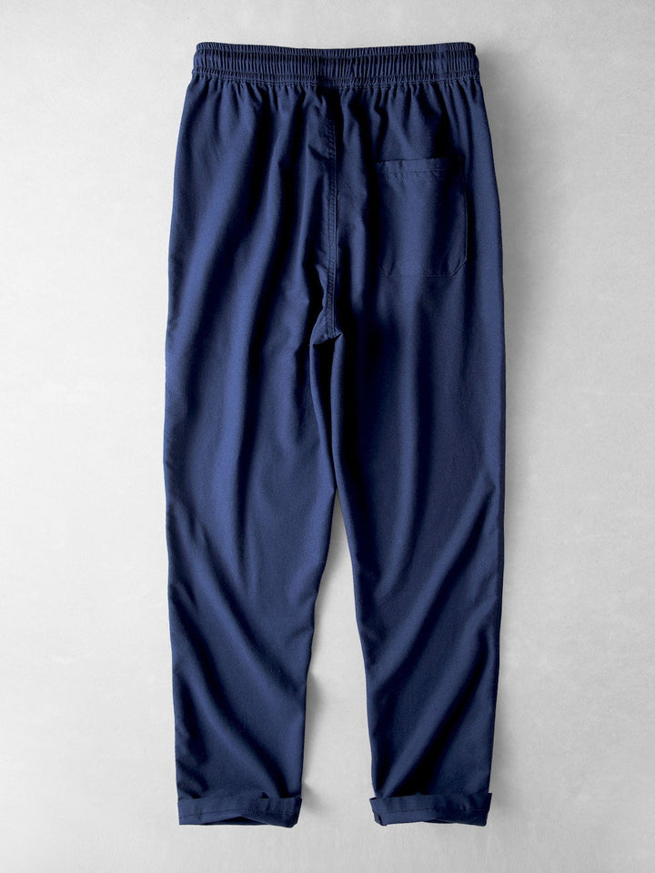 Tom | Short Sleeve Linen Look Stand Collar Shirt & Straight Leg Linen Pants