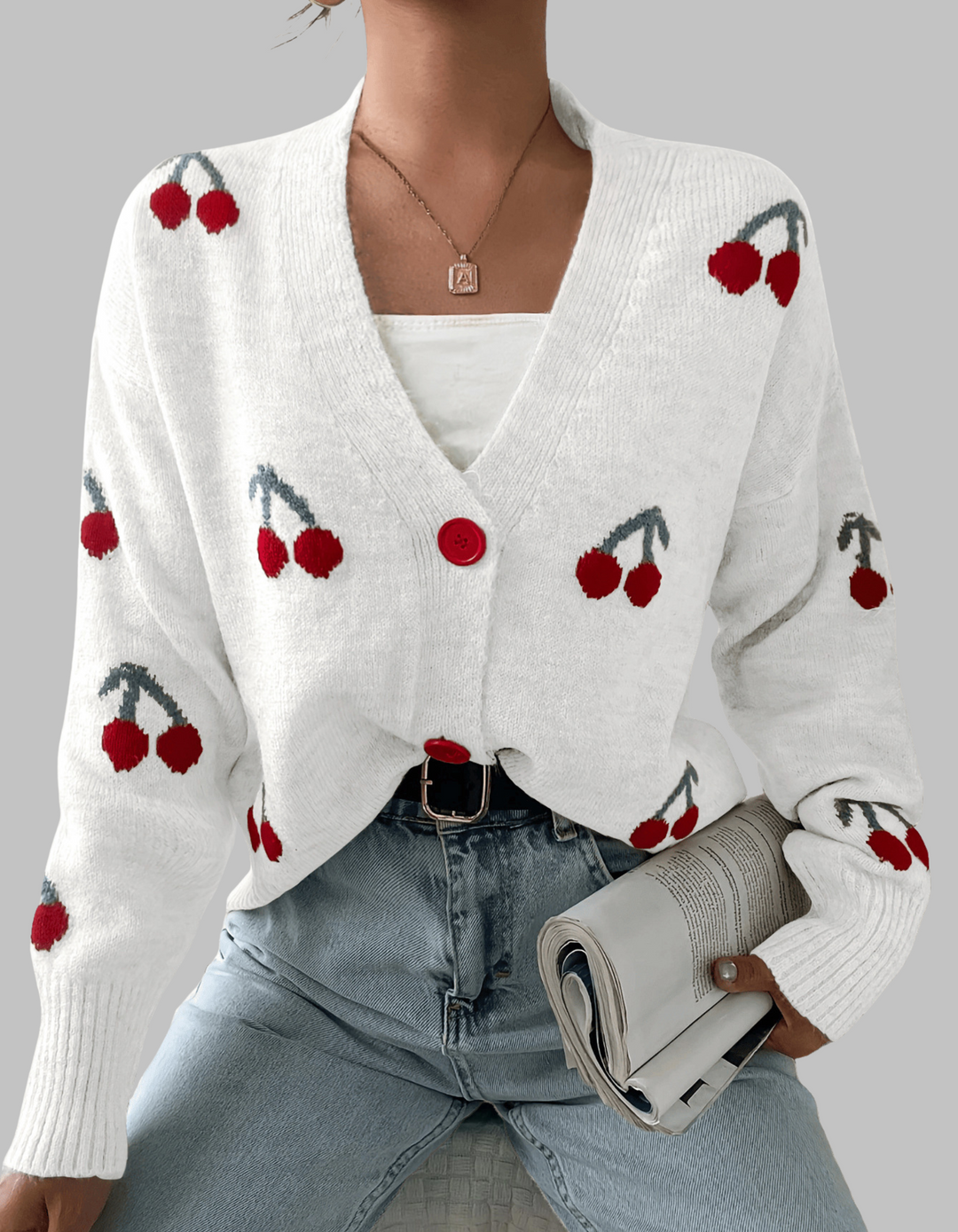 RASHA™ | Chic Button Front Long Sleeve Cardigan