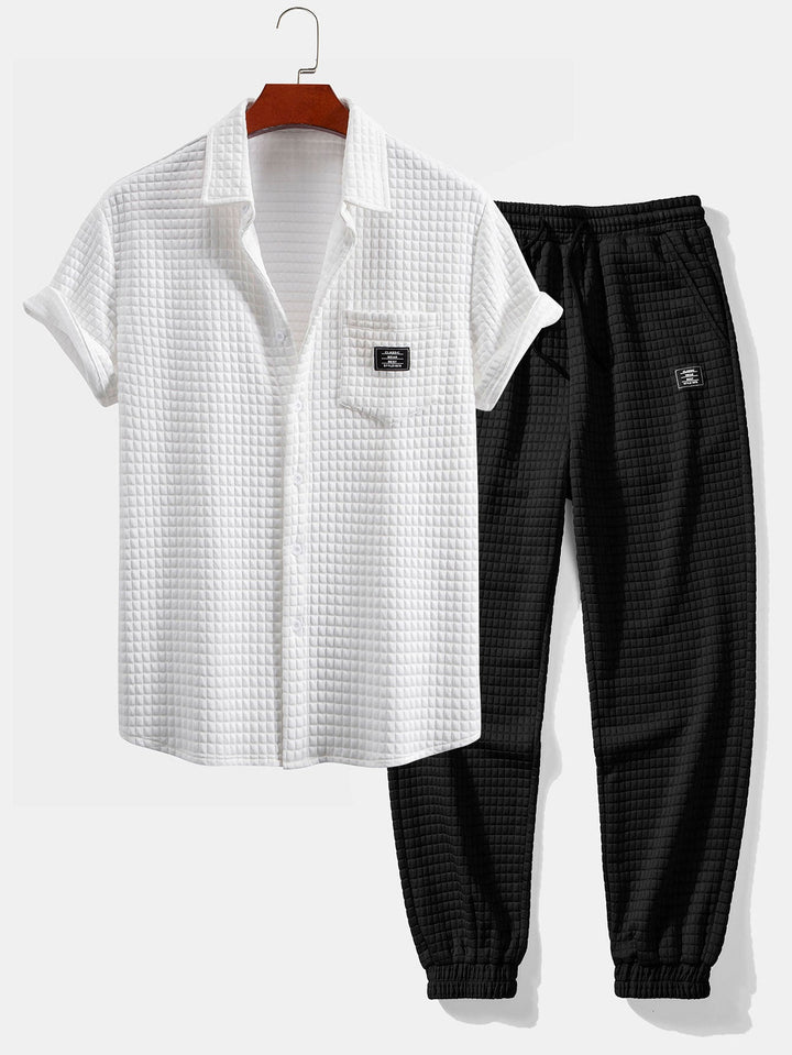 Ron | Korte Mouw Wafelshirt & Trekkoord Wafel Joggingbroek