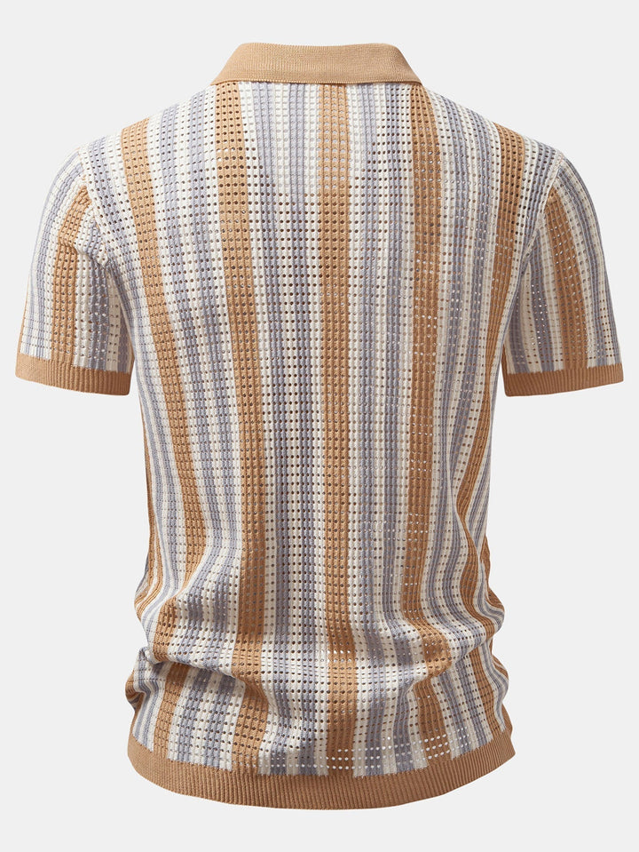 Dan | Striped Eyelet Crochet Shirt