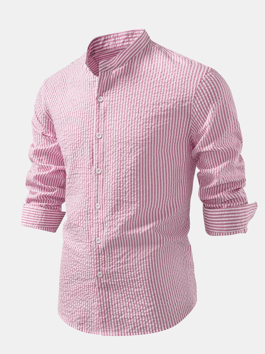 Anthony | Striped Seersucker Shirt with High Collar